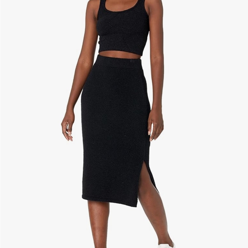 The Drop Black Crop Top and Midi Pencil Skirt Set